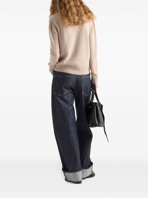 Prada logo-jacquard crew-neck sweater - Neutrals - zdjęcie produktu nr 2