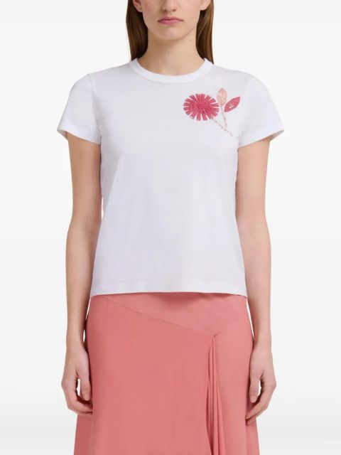 Marni floral-embroidered T-shirt - 0AW01 LILY WHITE