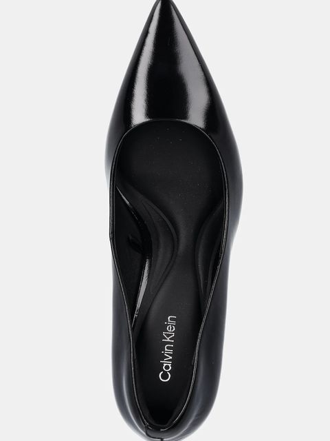 Calvin Klein szpilki skórzane ESS STILETTO 70 SHINY LTH kolor czarny HW0HW02828