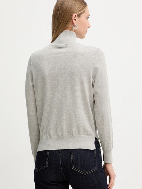 BOSS Orange sweter z dodatkiem wełny damski kolor szary lekki z półgolfem 50551356