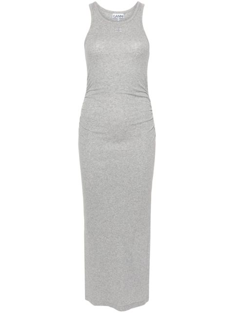 GANNI fine-ribbed midi dress - Grey