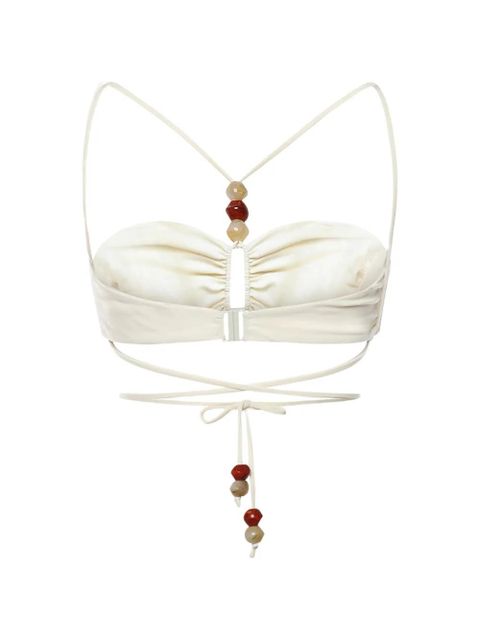 Magda Butrym criss-cross bandeau bikini top - Neutrals