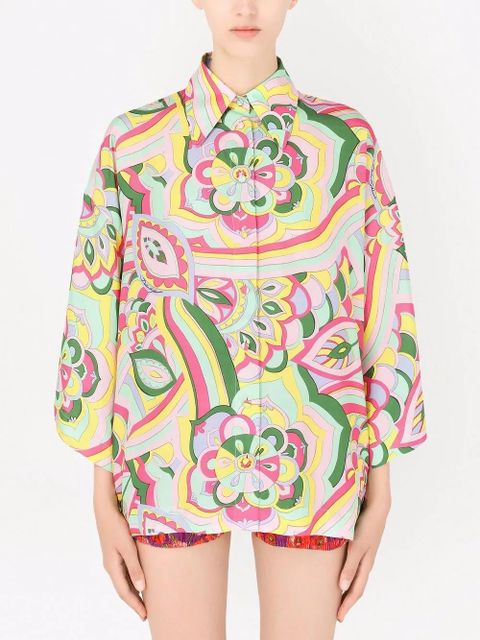 Dolce & Gabbana abstract-print silk shirt - Blue