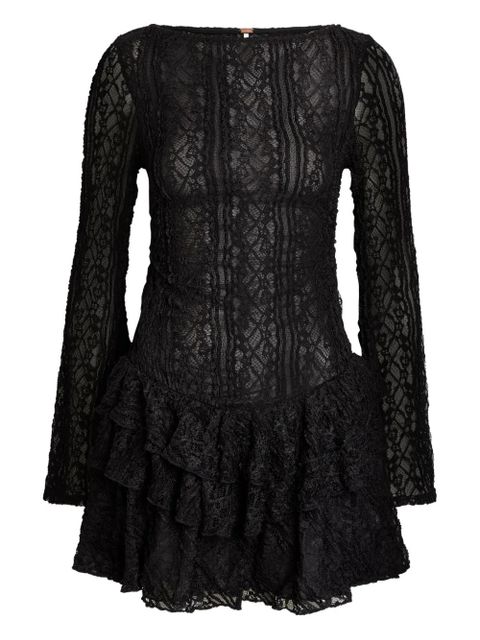 Free People ruffled lace mini dress - Black - zdjęcie produktu nr 1