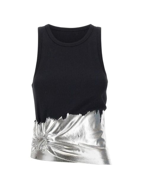 Rabanne foil-finish asymmetric tank top - Black - zdjęcie produktu nr 1