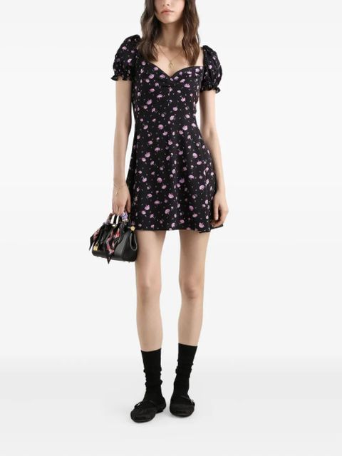 Dolce & Gabbana ruffled floral mini dress - Black