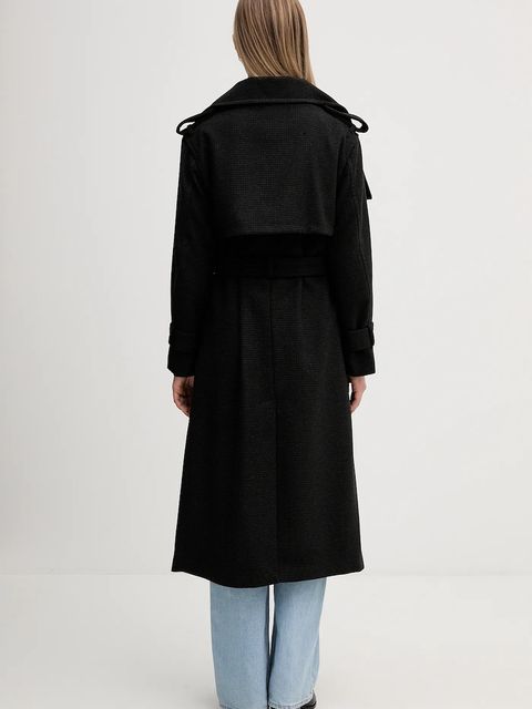 Sisley płaszcz z dodatkiem wełny kolor szary 224YLN06A - zdjęcie produktu nr 2