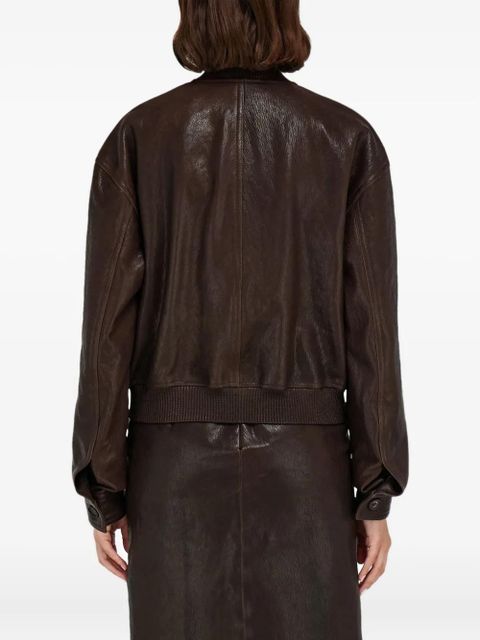 Ferragamo ribbed-trim patch-pocket bomber jacket - Brown
