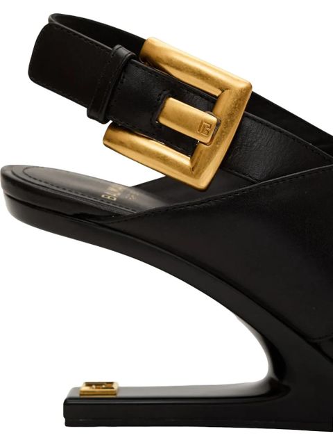 Balmain Anthem no wedge smooth leather sandals - Black