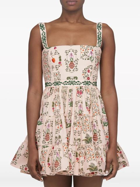 Agua By Agua Bendita Lima Bouquet hand-embroidered mini dress - Neutrals