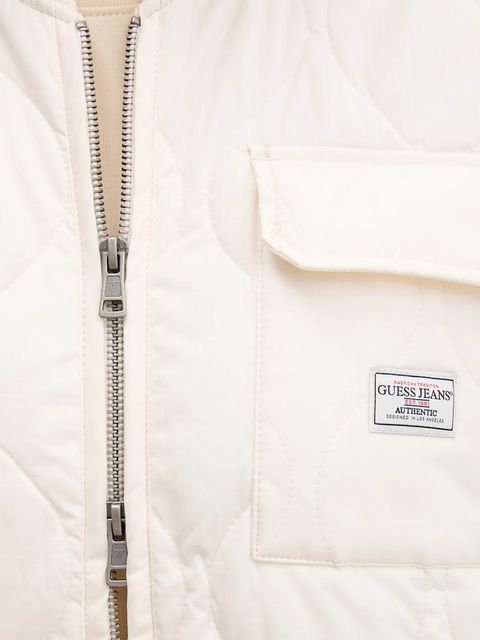Guess Jeans kurtka kolor biały przejściowa oversize W5YL26 WHG02