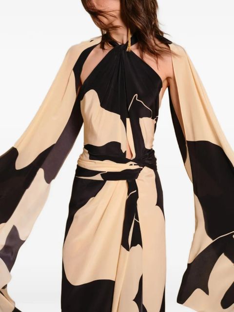 Johanna Ortiz Shadows halterneck abstract maxi dress - Neutrals