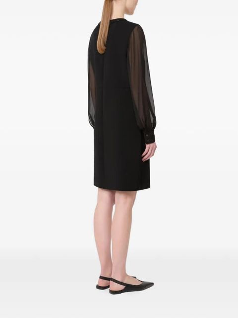 Max Mara Volto beaded-neck sheer-sleeve dress - Black