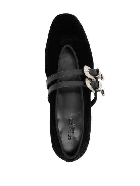 Le Monde Beryl Claudia belted velvet slippers - Black