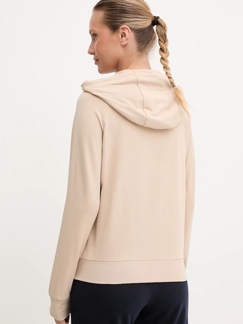 EA7 Emporio Armani bluza damska kolor beżowy z kapturem gładka AF13135.7W000458