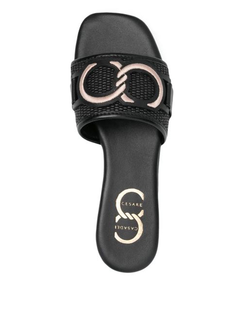 Casadei logo-patch sandals - Black