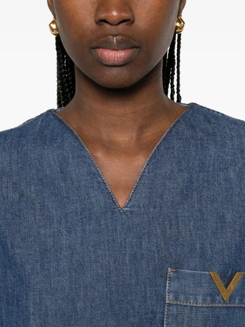 Valentino Garavani V-neck pocket top - Blue