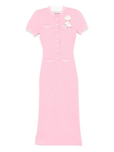 Self-Portrait floral-appliqué midi dress - Pink - zdjęcie produktu nr 1