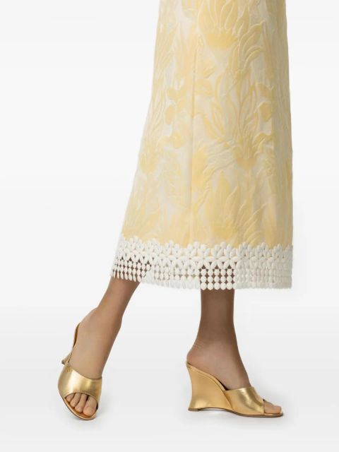 Gianvito Rossi 95mm metallic leather wedge sandals - Gold