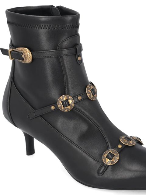 PINKO buckle-embellished leather boots - Black