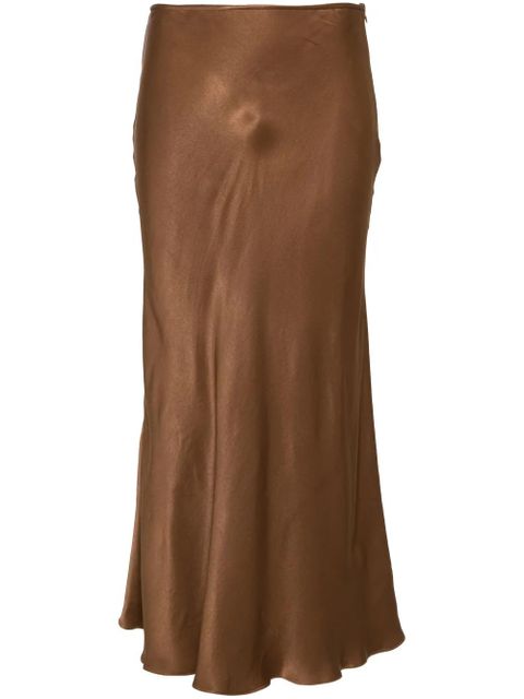 MANURÍ Sunny satin midi skirt - Brown - zdjęcie produktu nr 1