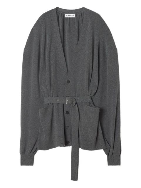 Lanvin belted balloon-sleeve cardigan - Grey - zdjęcie produktu nr 1