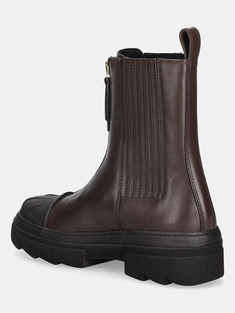 Furla sztyblety skórzane damskie kolor brązowy na płaskim obcasie