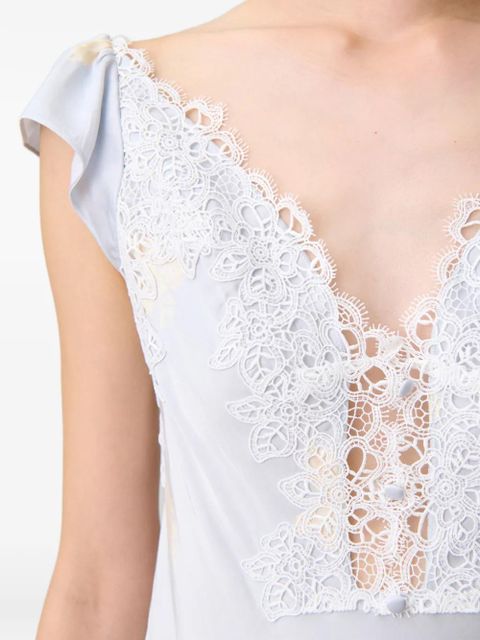 Claudie Pierlot lace-trim floral-print maxi dress - Blue