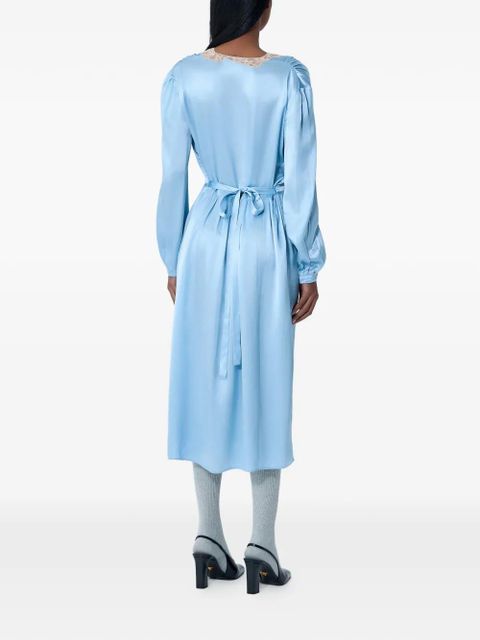 Prada lace satin V-neck midi dress - Blue - zdjęcie produktu nr 2