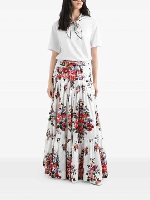 Dolce & Gabbana scarf-detail logo-embroidered T-shirt - White - zdjęcie produktu nr 2