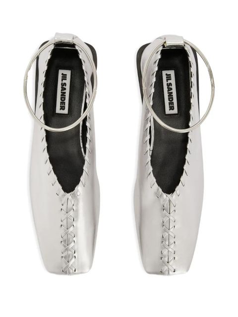 Jil Sander metallic ballet flats - Silver