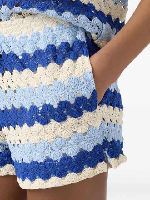 MC2 Saint Barth striped crochet-knit shorts - Blue