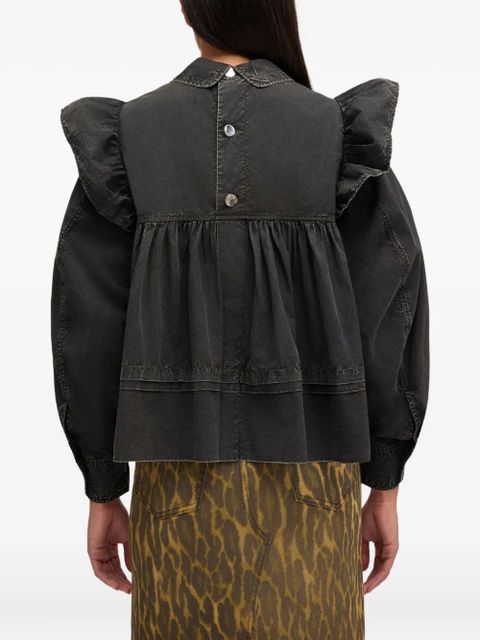 GANNI ruffled collared blouse - Black