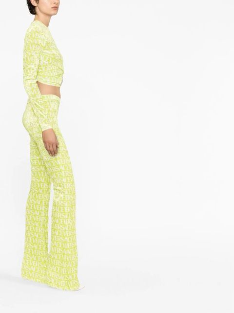 Versace logo-print cut-out crop top - Green