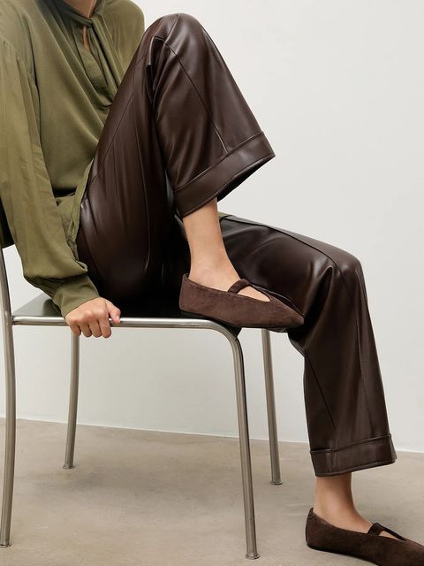 Answear.LAB baleriny zamszowe kolor brązowy - zdjęcie produktu nr 1