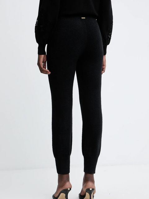 Twinset spodnie dresowe z domieszką wełny damskie kolor czarny gładkie 252LL3EBB