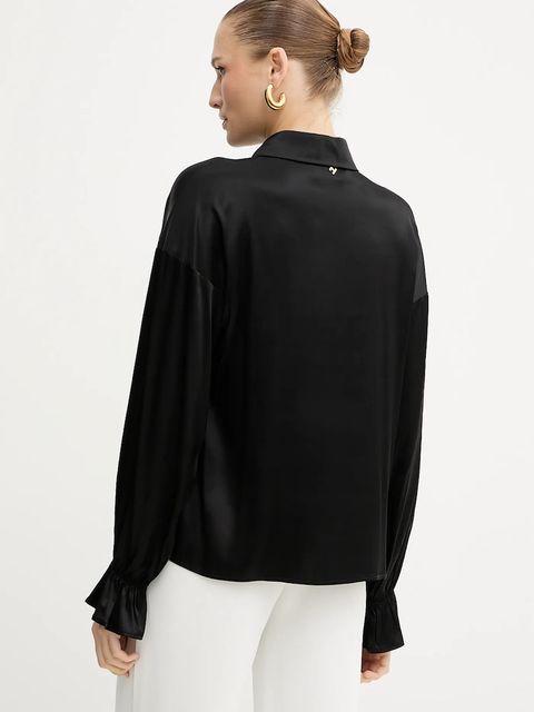 Silvian Heach koszula BOTHA damska kolor czarny relaxed z kołnierzykiem klasycznym GPA25318CA