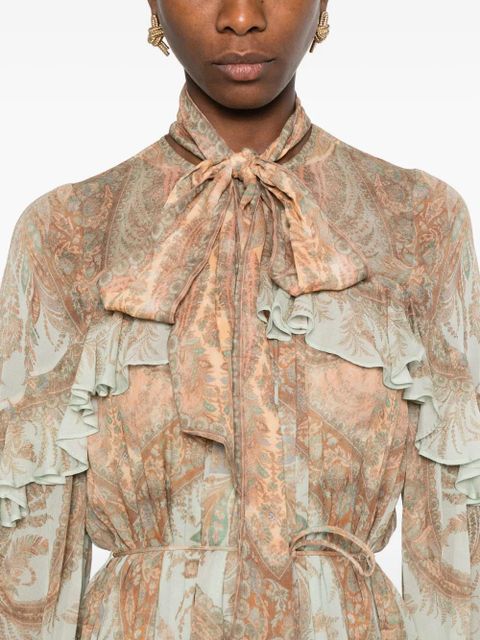 ZIMMERMANN paisley-print ruffled dress - Blue