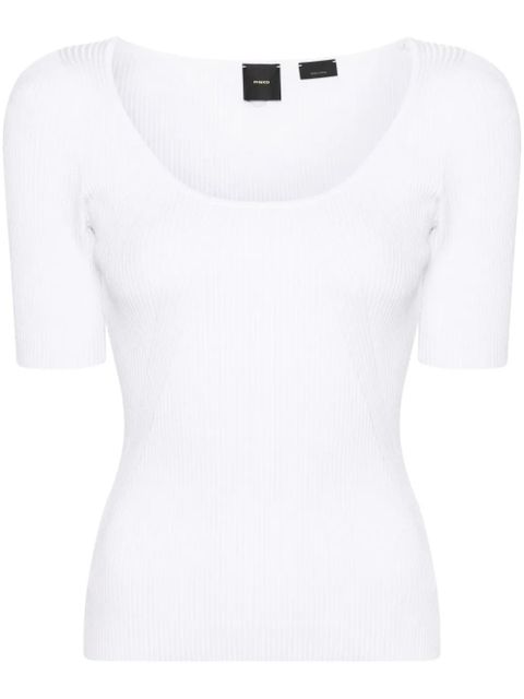 PINKO embroidered-logo U-neck T-shirt - White - zdjęcie produktu nr 1