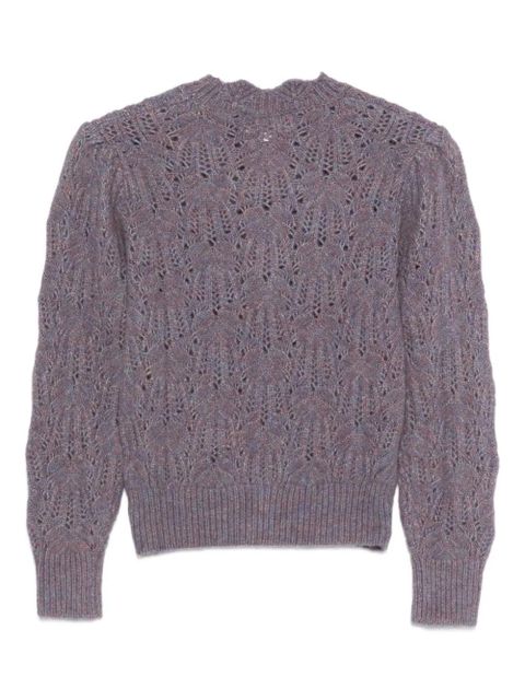 MARANT ÉTOILE puff-sleeve open-knit sweater - Purple