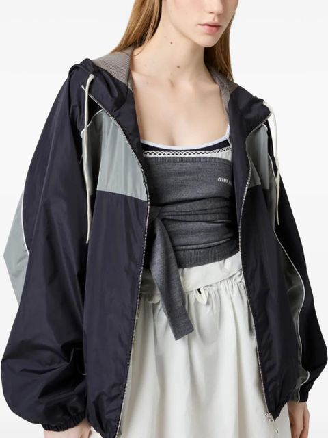 Miu Miu logo-print bomber jacket - Blue