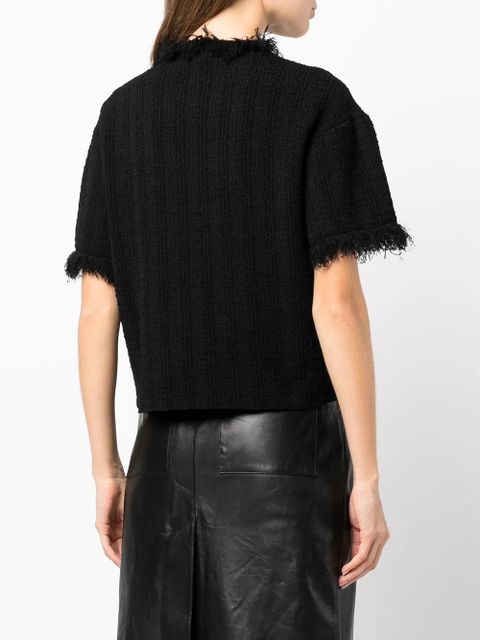 Proenza Schouler frayed-edge short-sleeve jumper - Black - zdjęcie produktu nr 2