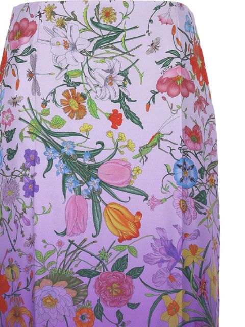 Gucci Flora-print silk skirt - Purple - zdjęcie produktu nr 2