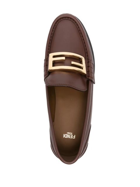 FENDI FF-logo loafers - Brown