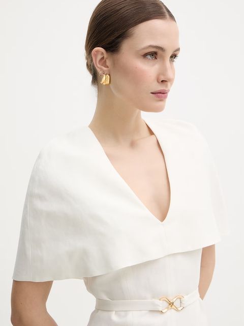 Twinset sukienka z dodatkiem lnu