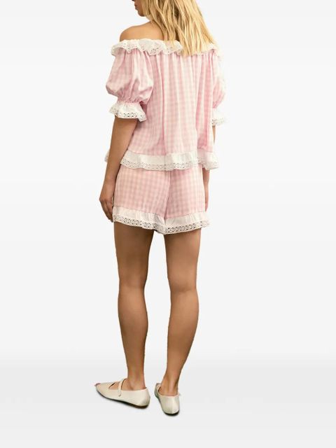 Sleeper Romantica gingham ruffled lounge set - Pink