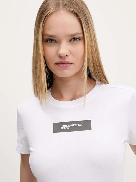 Karl Lagerfeld Jeans t-shirt bawełniany damski kolor biały A4W17002
