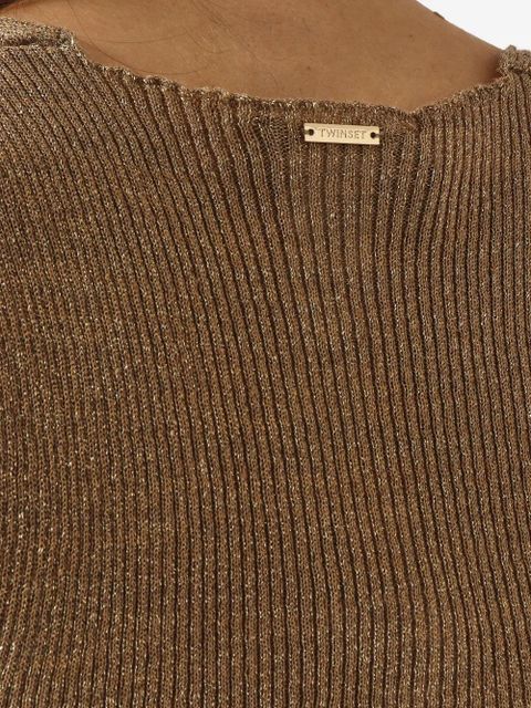 TWINSET metallic-effect ribbed-knit top - Gold