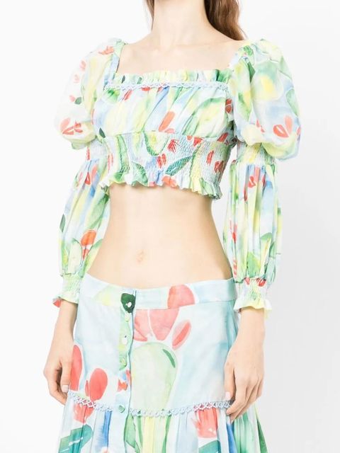 Charo Ruiz Ibiza cropped Brisa blouse - Blue - zdjęcie produktu nr 2