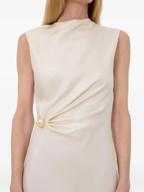 LouLou de Saison Roan gathered-waist sleeveless midi dress - White